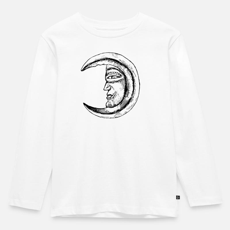 Mondgesicht - Kinder Premium Bio Langarmshirt - Weiß