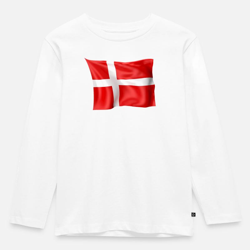 Dannebrog drapeau danois drapeau danemark - T-shirt manches longues Premium Enfant - blanc