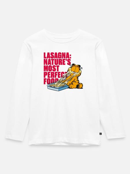 Garfield Lasagne Das Perfekte Essen - Kinder Premium Bio Langarmshirt - Weiß