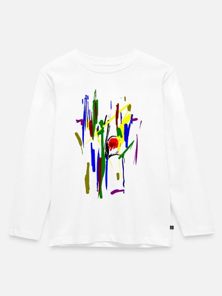 Abstrakt Farbe - Kinder Premium Bio Langarmshirt - Weiß
