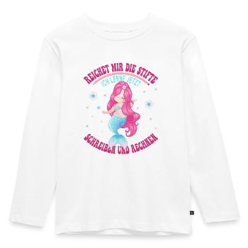 Schulanfang Schreiben Rechnen Erstklässlerin - Kinder Premium Bio Langarmshirt - Weiß - Vorne - AI Model Kid Female (0cm)