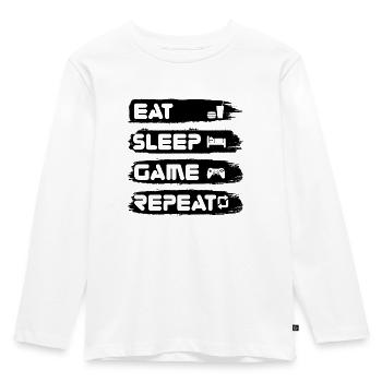 Eat Sleep Game Repeat - Kinder Premium Bio Langarmshirt - Weiß - Vorne - AI Model Kid Female (0cm)