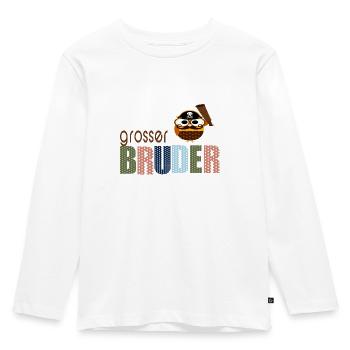 großer Bruder Pirat Eule - Kinder Premium Bio Langarmshirt - Weiß - Vorne - AI Model Kid Female (0cm)