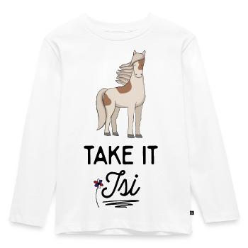 Des phrases drôles pour les cavaliers - T-shirt manches longues Premium Enfant - blanc - Devant - AI Model Kid Female (0cm)