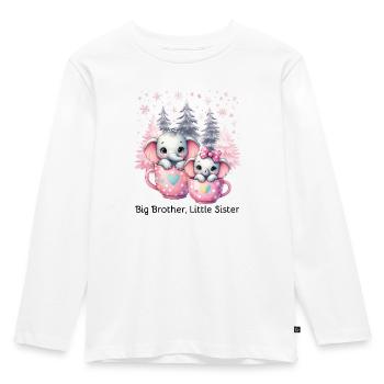 Big Brother, Little Sister Elephants - Kids' Premium Longsleeve Shirt - white - Front - AI Model Kid Female (0cm)