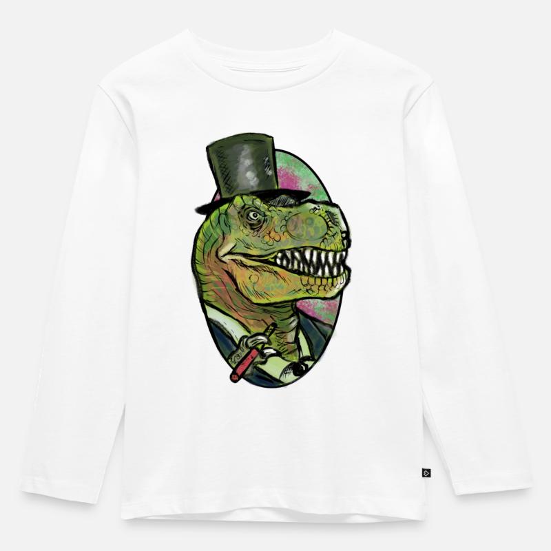 Gentle Rex - Kinder Premium Bio Langarmshirt - Weiß