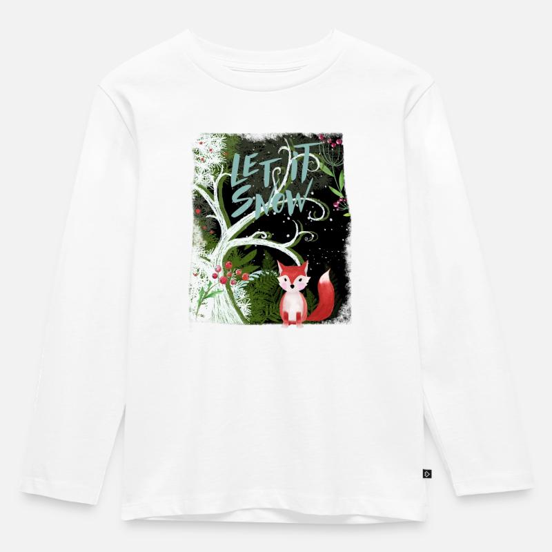 Let it Snow Wintershirt - Kinder Premium Bio Langarmshirt - Weiß