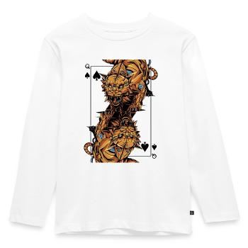 Tiger Steampunk Jeu de cartes Spades Queen Poker - T-shirt manches longues Premium Enfant - blanc - Devant - AI Model Kid Female (0cm)