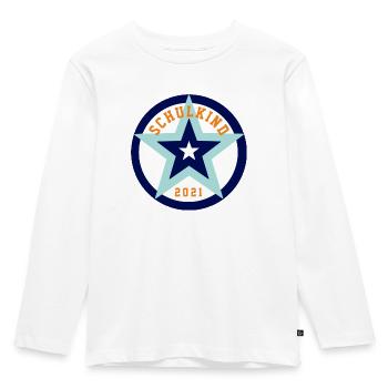 SCHULKIND 2021 - EINSCHULUNG - SCHULANFÄNGER - Kinder Premium Bio Langarmshirt - Weiß - Vorne - AI Model Kid Female (0cm)