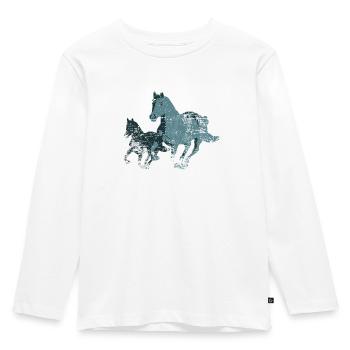 Pferde Horses - Kinder Premium Bio Langarmshirt - Weiß - Vorne - AI Model Kid Female (0cm)