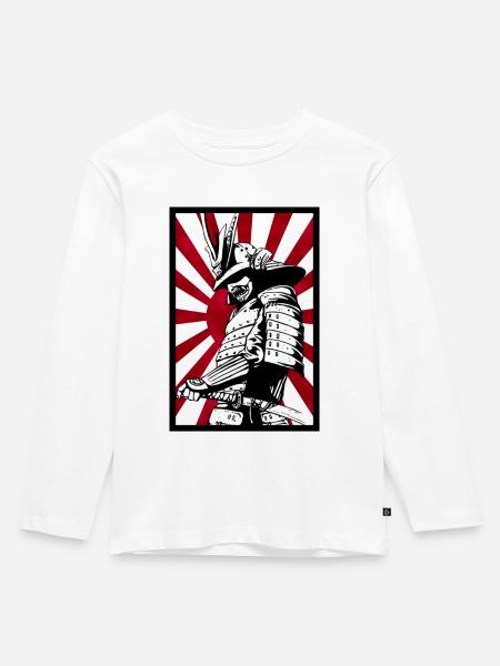 Japan Samurai - Kinder Premium Bio Langarmshirt - Weiß