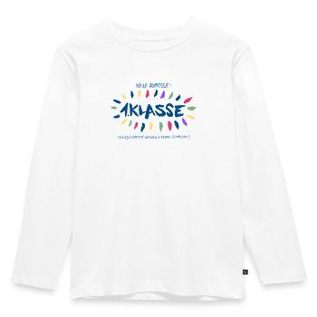Neue Adresse: Erste Klasse - Kinder Premium Bio Langarmshirt - Weiß - Vorne - AI Model Kid Female (0cm)
