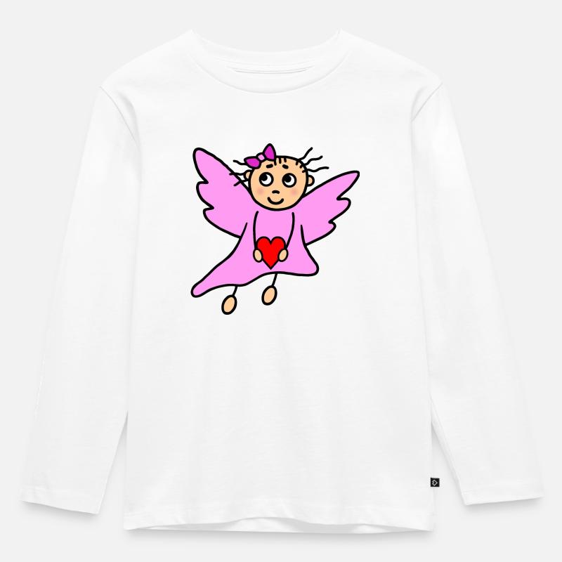 Niedlicher Schutzengel Engel mit Herz - Kinder Premium Bio Langarmshirt - Weiß