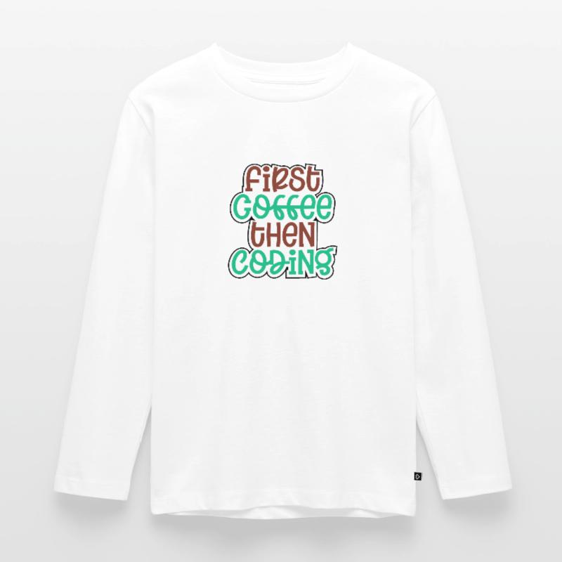 Coder Gift First Coffee puis Coding Gift Idea T-shirt manches longues Premium Enfant