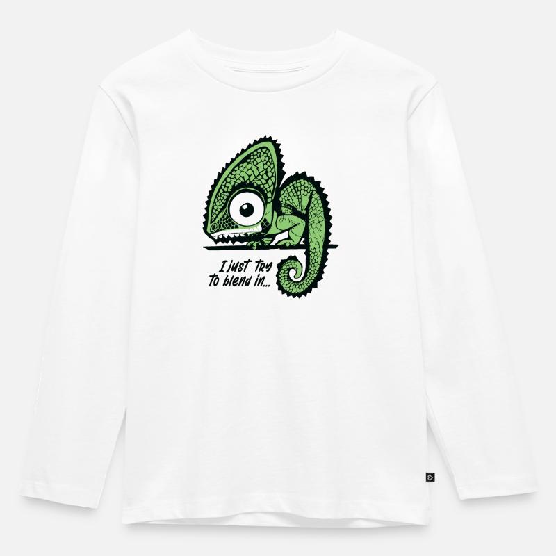 Chamäleon Blend In - Kinder Premium Bio Langarmshirt - Weiß