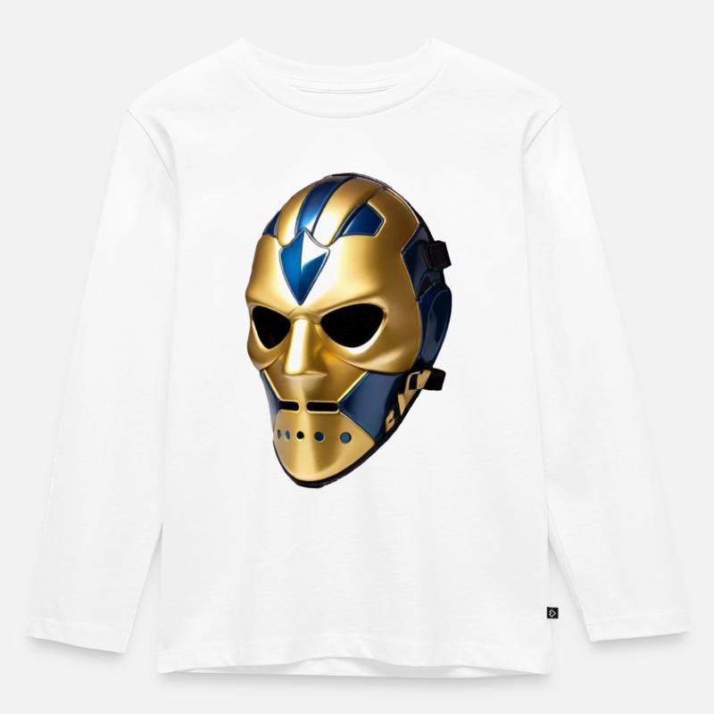 Maske Comic - Kinder Premium Bio Langarmshirt - Weiß