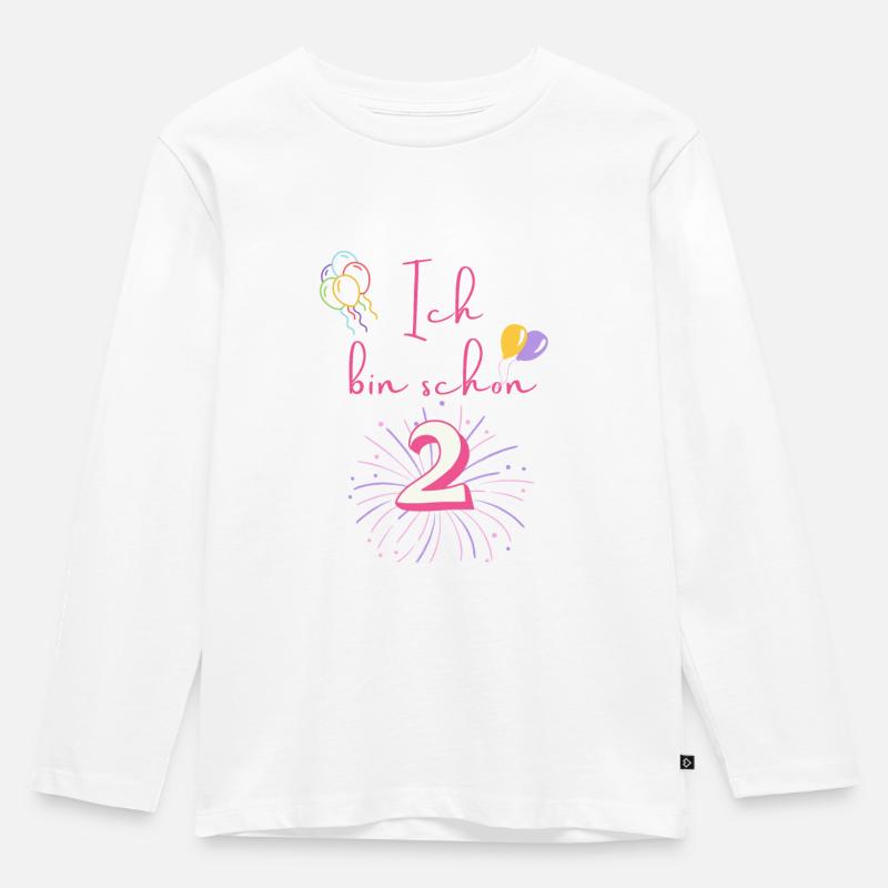 Ich bin schon 2 - Kinder Premium Bio Langarmshirt - Weiß