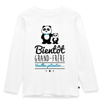 Bientôt grand frère, futur grand-frère - T-shirt manches longues Premium Enfant - blanc - Devant - AI Model Kid Female (0cm)