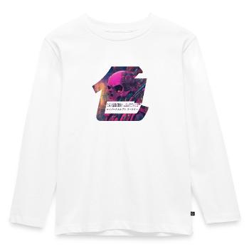 Cyberpunk Skull // CyberSculpt Spectre - Kids' Premium Longsleeve Shirt - white - Front - AI Model Kid Female (0cm)