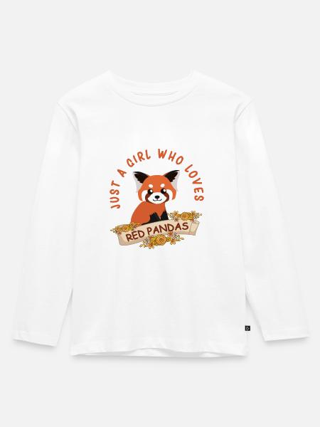 Roter Panda - Kinder Premium Bio Langarmshirt - Weiß