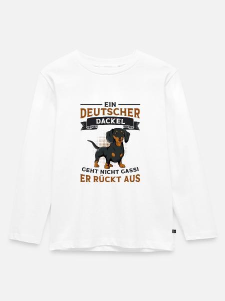 Dackel - Kinder Premium Bio Langarmshirt - Weiß
