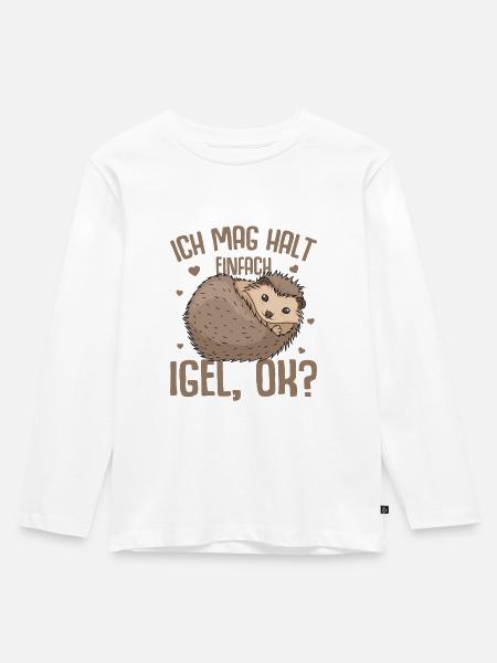 Igel - Kinder Premium Bio Langarmshirt - Weiß