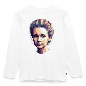 Portrait Marie Curie Polygon Kunst - Kinder Premium Bio Langarmshirt - Weiß - Vorne - AI Model Kid Female (0cm)