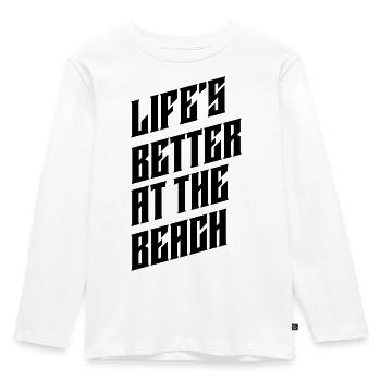 LIFES BETTER AT BEACH - Kinder Premium Bio Langarmshirt - Weiß - Vorne - AI Model Kid Female (0cm)