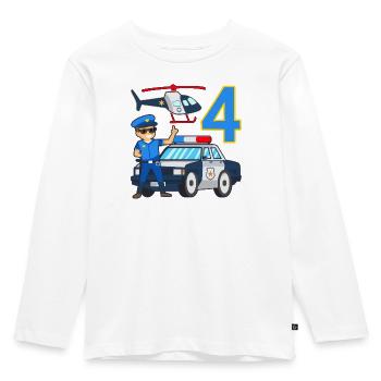 4 Geburtstag Polizei Auto 4 Jahre alt Polizist - Kinder Premium Bio Langarmshirt - Weiß - Vorne - AI Model Kid Female (0cm)