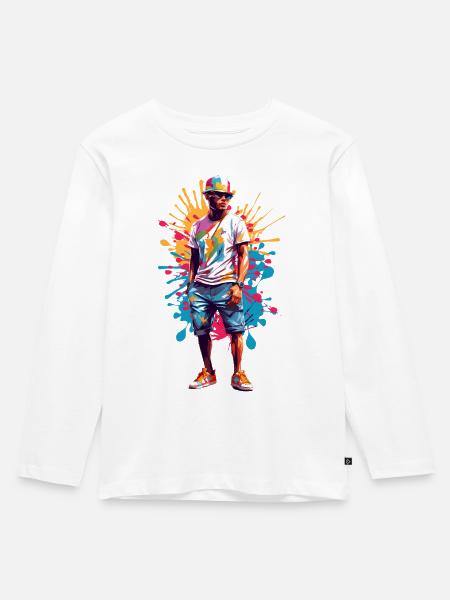 Coole Hipster - Kinder Premium Bio Langarmshirt - Weiß