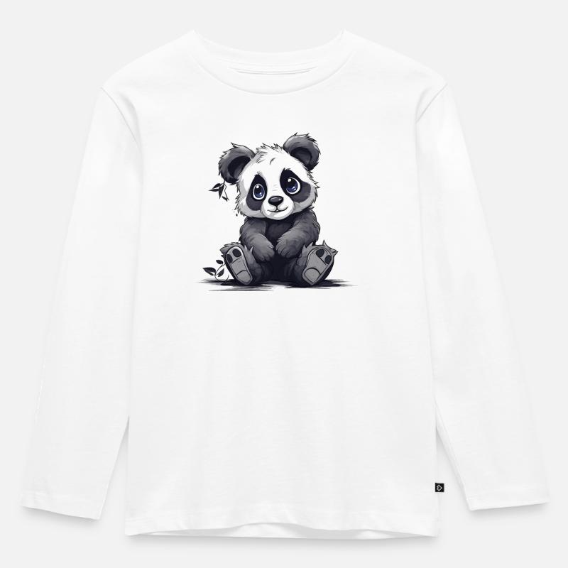 Süßer Panda - Kinder Premium Bio Langarmshirt - Weiß