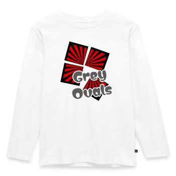 Rote Quadrate Graue Ovale - Kinder Premium Bio Langarmshirt - Weiß - Vorne - AI Model Kid Female (0cm)