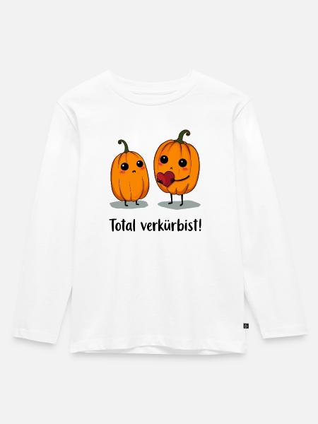 Kürbis Liebe - Kinder Premium Bio Langarmshirt - Weiß
