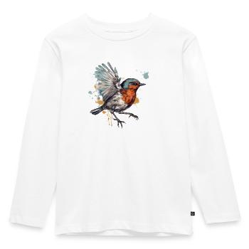 Éclaboussure de couleur de rouge-gorge volante - T-shirt manches longues Premium Enfant - blanc - Devant - AI Model Kid Female (0cm)