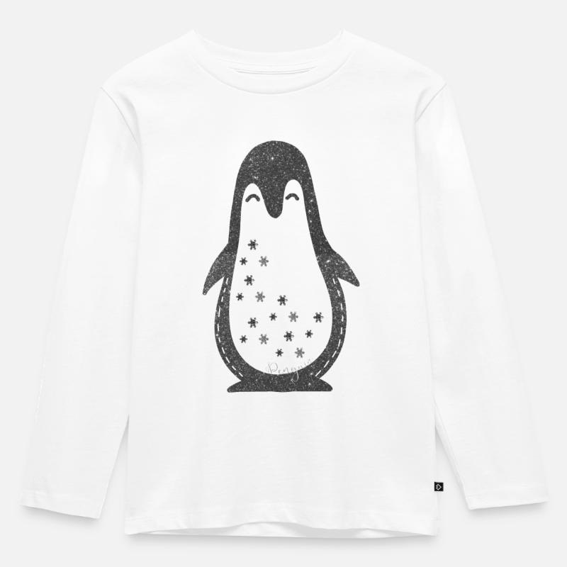 Pinguin - Kinder Premium Bio Langarmshirt - Weiß