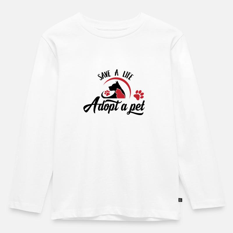 Rette Ein Leben Adoptiere Ein Haustier - Kinder Premium Bio Langarmshirt - Weiß