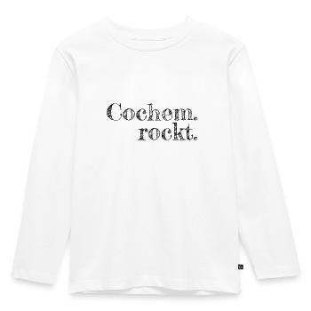 Cochem rockt - Textdesign mit Stadtnamen - Kinder Premium Bio Langarmshirt - Weiß - Vorne - AI Model Kid Female (0cm)