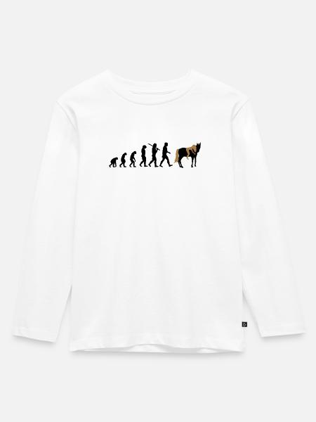 Evolution Reiterin Pferd - Kinder Premium Bio Langarmshirt - Weiß