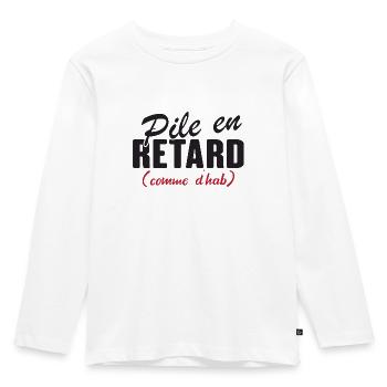 Pile en retard idée cadeau - T-shirt manches longues Premium Enfant - blanc - Devant - AI Model Kid Female (0cm)