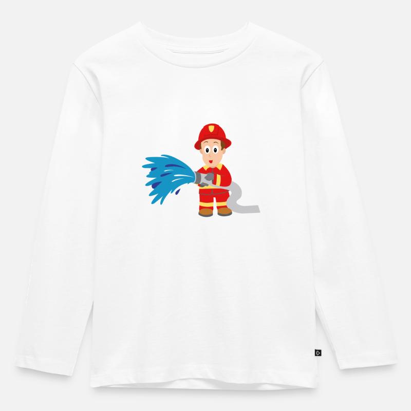 Feuerwehrmann - Kinder Premium Bio Langarmshirt - Weiß