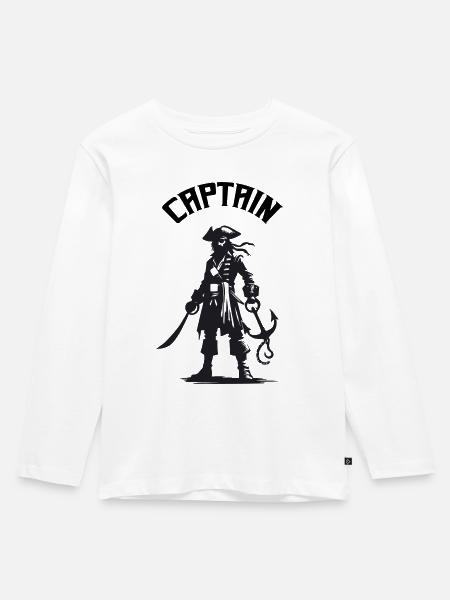 pirat captain - Kinder Premium Bio Langarmshirt - Weiß
