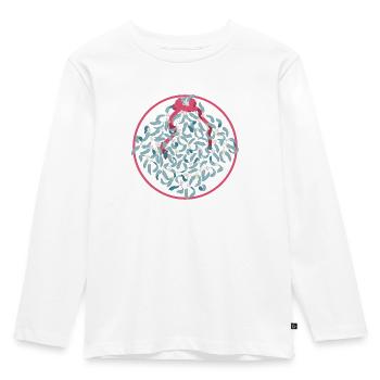 Xmas Mistletoe Stop Sign - Kids' Premium Longsleeve Shirt - white - Front - AI Model Kid Female (0cm)