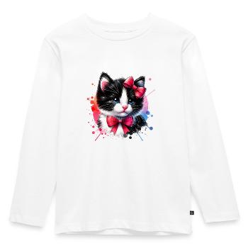 Katze Katzen Motiv Kunst Cat Design Kätzchen Miau - Kinder Premium Bio Langarmshirt - Weiß - Vorne - AI Model Kid Female (0cm)