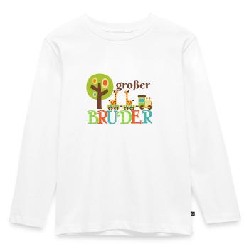 großer Bruder Giraffe - Kinder Premium Bio Langarmshirt - Weiß - Vorne - AI Model Kid Female (0cm)