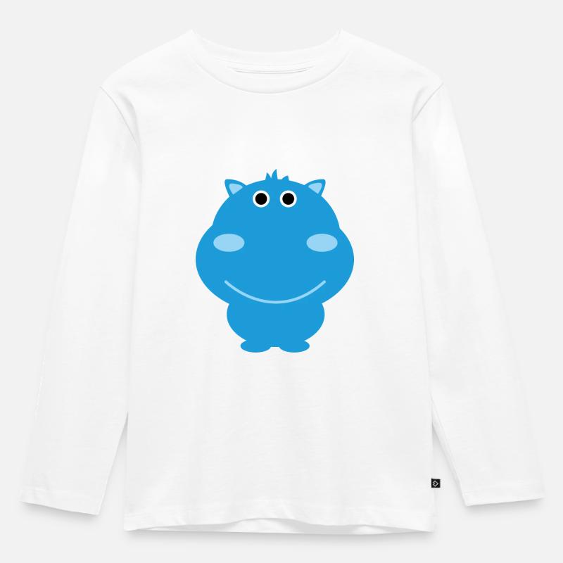 Nilpferd - Kinder Premium Bio Langarmshirt - Weiß