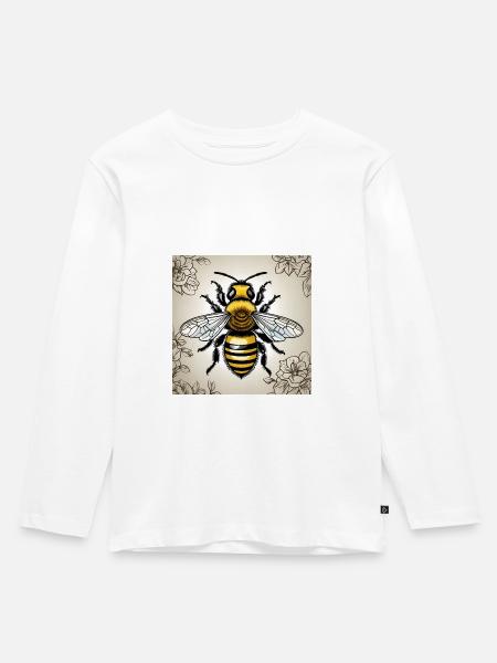 Honigbiene - Kinder Premium Bio Langarmshirt - Weiß