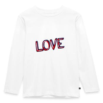 Inscription d’amour en rouge - T-shirt manches longues Premium Enfant - blanc - Devant - AI Model Kid Female (0cm)