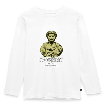 Marcus Aurelius - Kinder Premium Bio Langarmshirt - Weiß - Vorne - AI Model Kid Female (0cm)