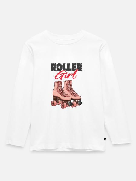 Rollschuhe - Kinder Premium Bio Langarmshirt - Weiß
