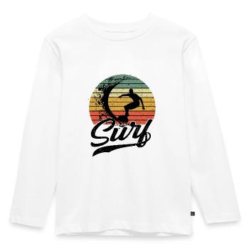 surfing - Kids' Premium Longsleeve Shirt - white - Front - AI Model Kid Female (0cm)